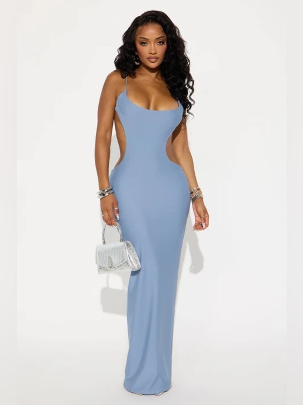 Quality doubled lines backless maxi